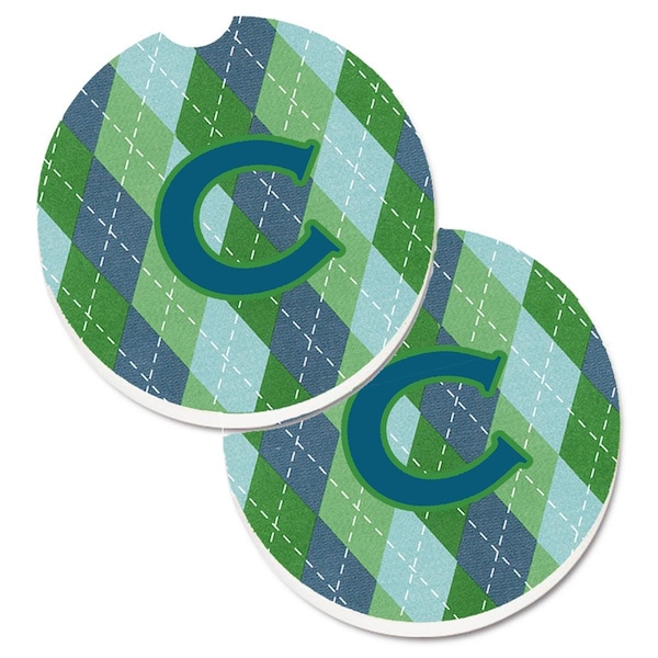 Carolines Treasures Monogram Initial C Blue Argoyle Set of 2 Cup Holder Car Coaster CJ1020-CCARC - main